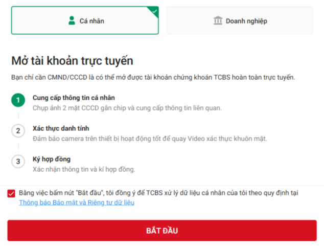 Chọn Hướng dẫn cách mở tài khoản chứng khoán Techcombank (TCBS) Hướng dẫn cách mở tài khoản chứng khoán Techcombank (TCBS) - Hình 1